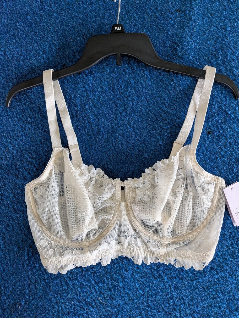 Women's Auden Lace Cream/ White Unlined Bra 38D New With Tags
